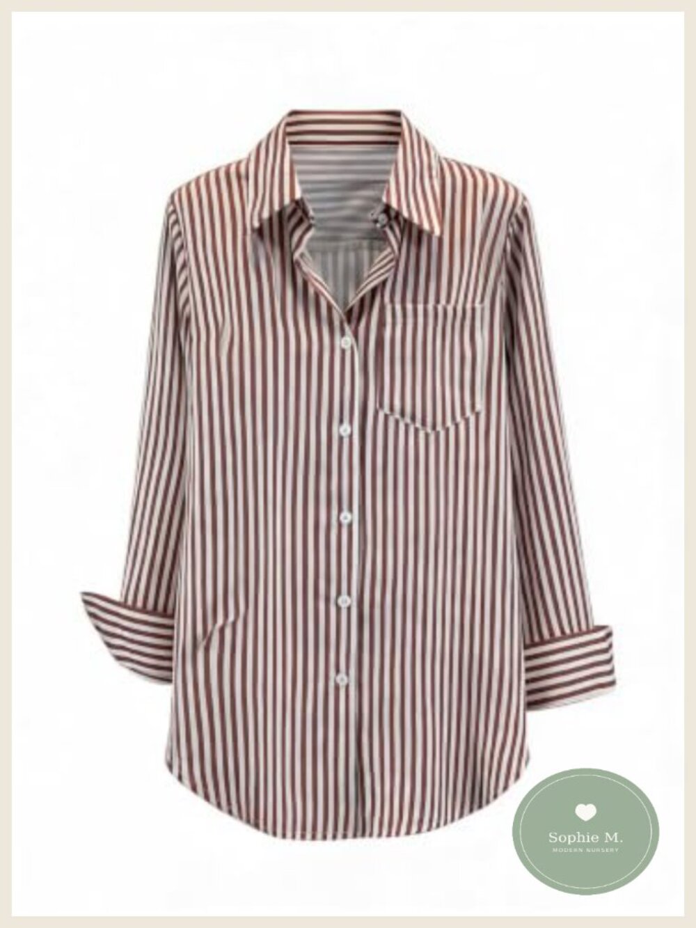 Plus Size Striped Collared Button Down Blouse Dressy Long Sleeve